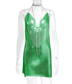 Robe Métallisée à Paillettes et Strass Femme