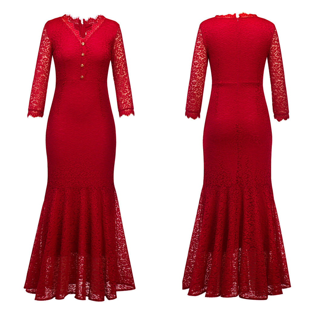 Robe de soirée florale et robe de mariée à col en V