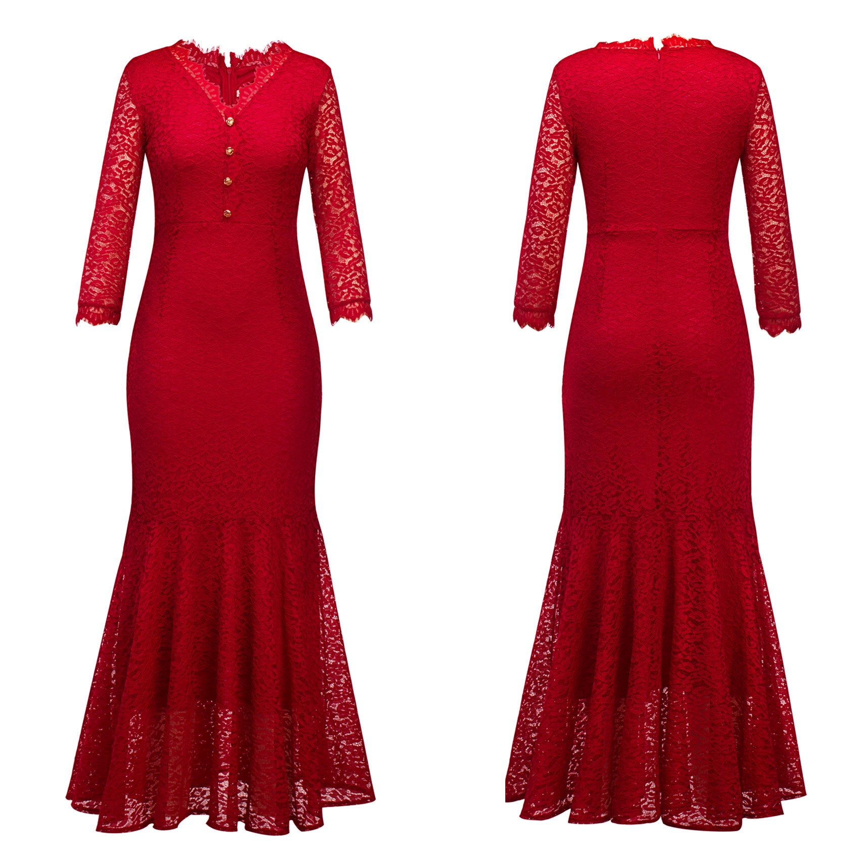 Robe de soirée florale et robe de mariée à col en V