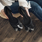Chaussures à talons épais en gelée givrée avec nœud papillon