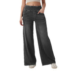 Jean ample et extensible à jambe large et taille haute pour femme