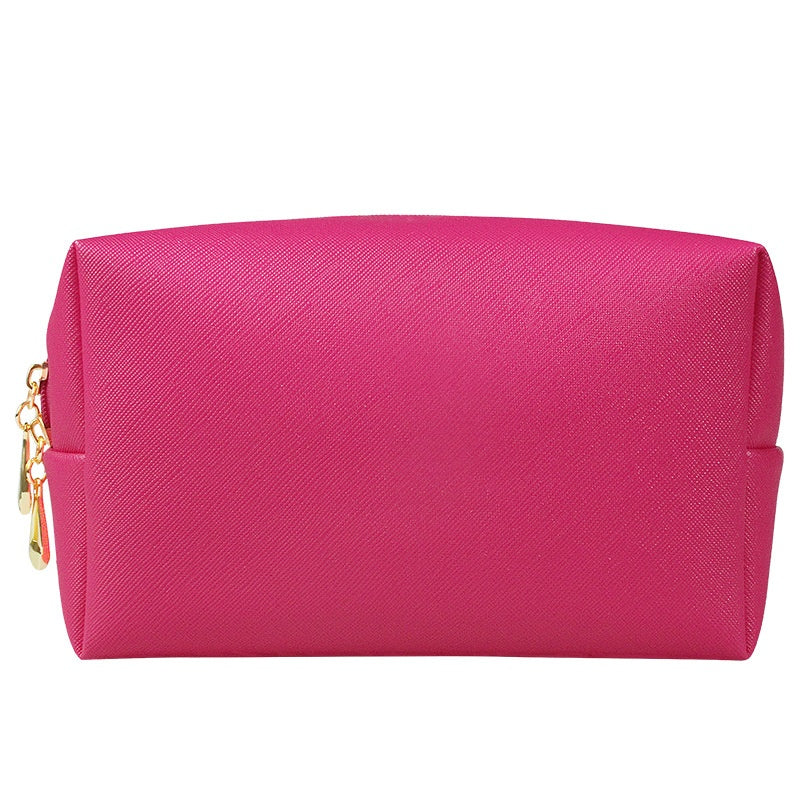 Trousse de Maquillage Octogonale Carrée en Cuir PU, Design Simple
