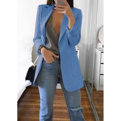 Blazer cardigan fin à revers élégant