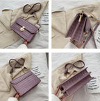 Sac à bandoulière en cuir PU motif pierre pour femmes