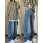 Jeans large à taille haute grande taille pour femme