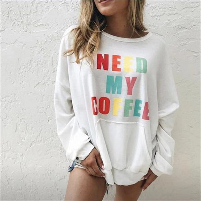 Nouveau pull décontracté à manches longues imprimé lettres pour femme Main Image