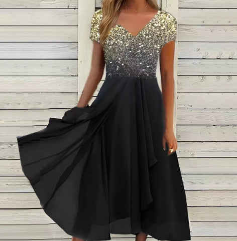 Robe en mousseline florale patchwork pour femme