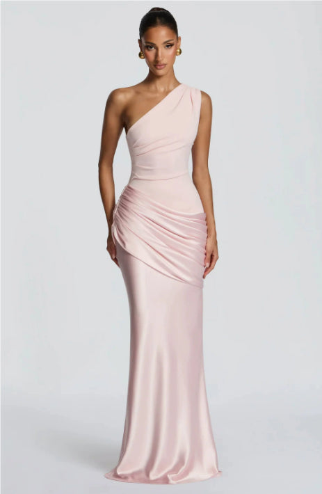 Elegant Womens Long One-Shoulder Dress