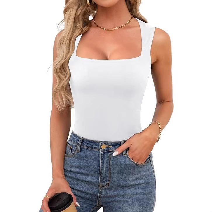 Débardeur côtelé à encolure carrée Vêtements Femme