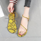 Sandales serpent pour femmes, mélange de couleurs, plates, de créateur, mules colorées à enfiler, grandes tailles, tongs