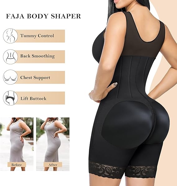 Gaine Colombienne Overbust Amincissante pour Femme, Contrôle Ventre, Body Gainant Post-Opératoire, Vêtement de Compression Main Image
