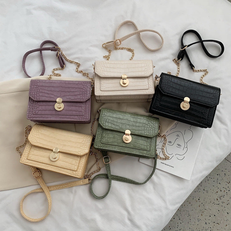 Sac à bandoulière en cuir PU motif pierre pour femmes