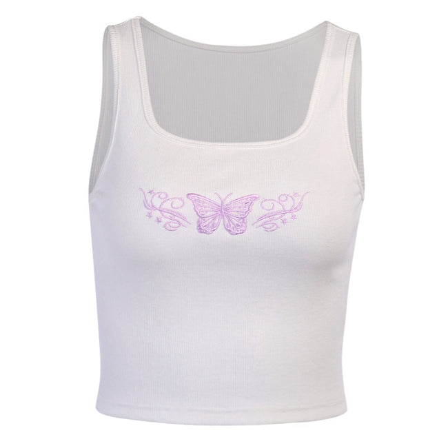 Débardeur Sexy Papillon Brodé Main Image