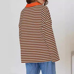 Sweat-shirt décontracté à manches longues avec broderie assortie à l'encolure