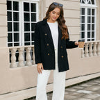 Blazer en velours côtelé uni décontracté pour femme