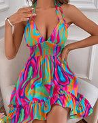 Robe décontractée à bretelles et imprimé floral, très prisée