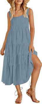 Robe sans manches dos nu ample pour femme