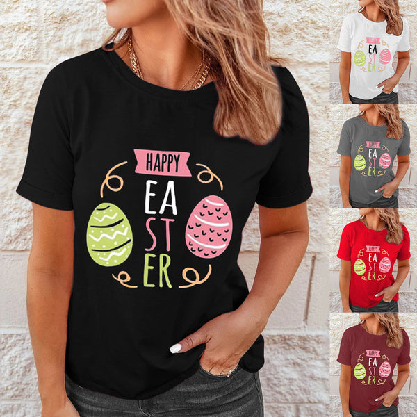 Chemises Femmes Pâques Imprimé Décontracté Blouses Manches Courtes T-shirts
