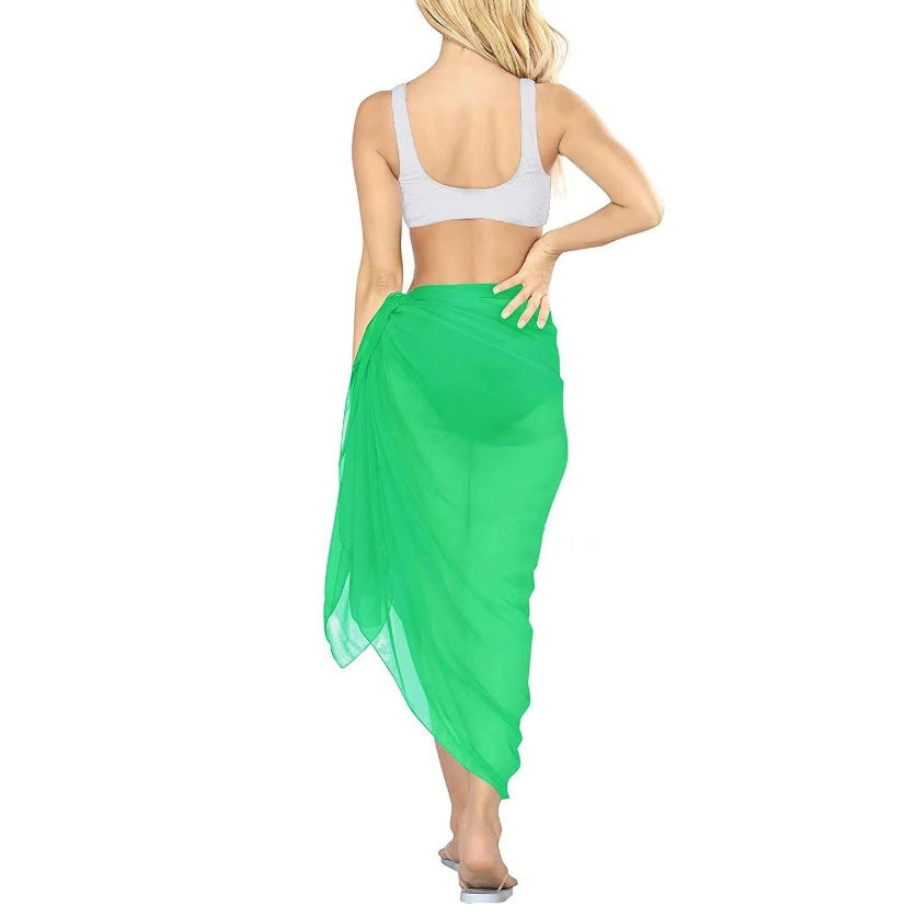 Women's Sarong Swimsuit Blouse Chiffon Long Bikini