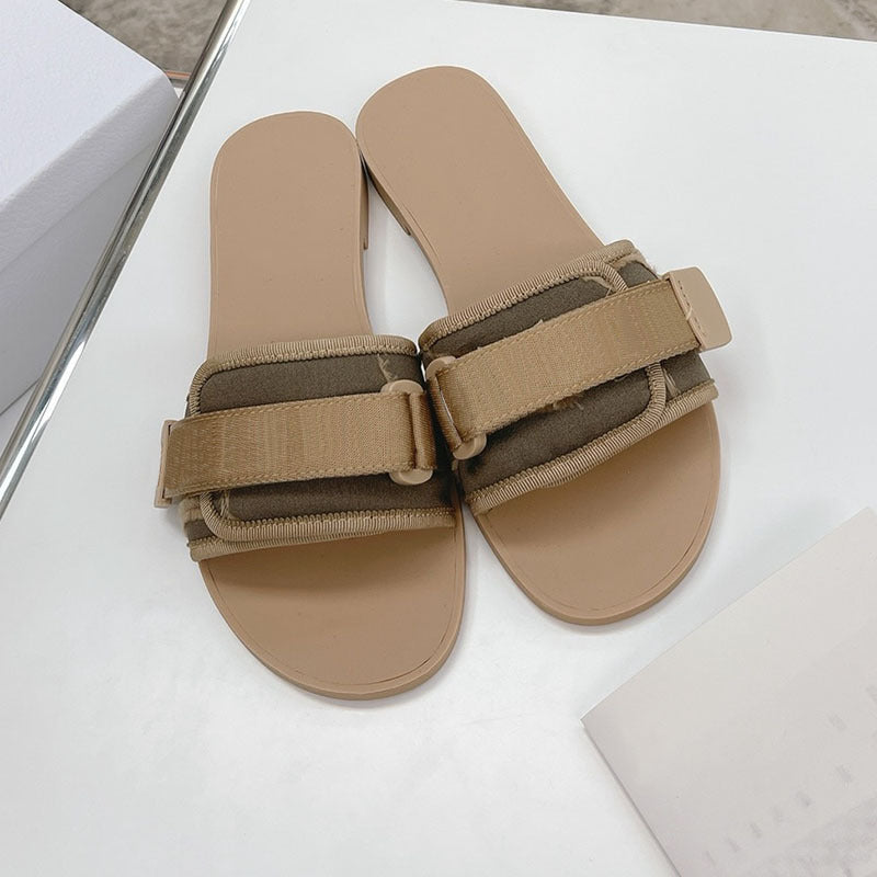 Sandales velcro plates pour femmes, décontractées et polyvalentes à bride extérieure