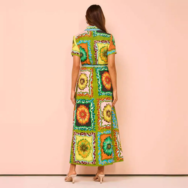 Robe Lacée Imprimée Mode Taille Haute Femme Main Image