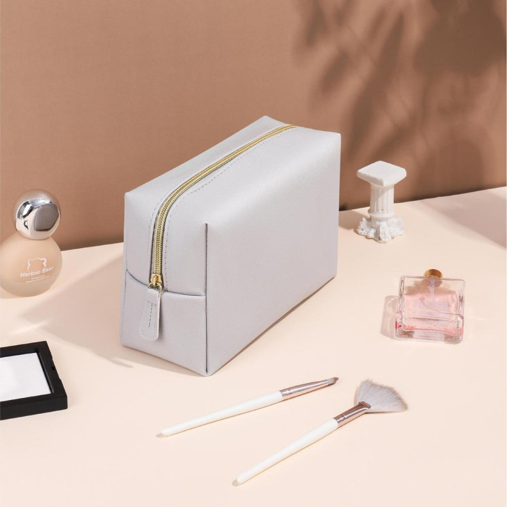 Trousse de Maquillage Minimaliste Portable Grande Capacité de Couleur Unie