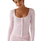 Ensemble deux-pièces cardigan court décontracté manches longues et short