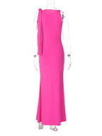Robe longue à ruban asymétrique Ins, robe sans manches moulante pour soirée et club pour femmes