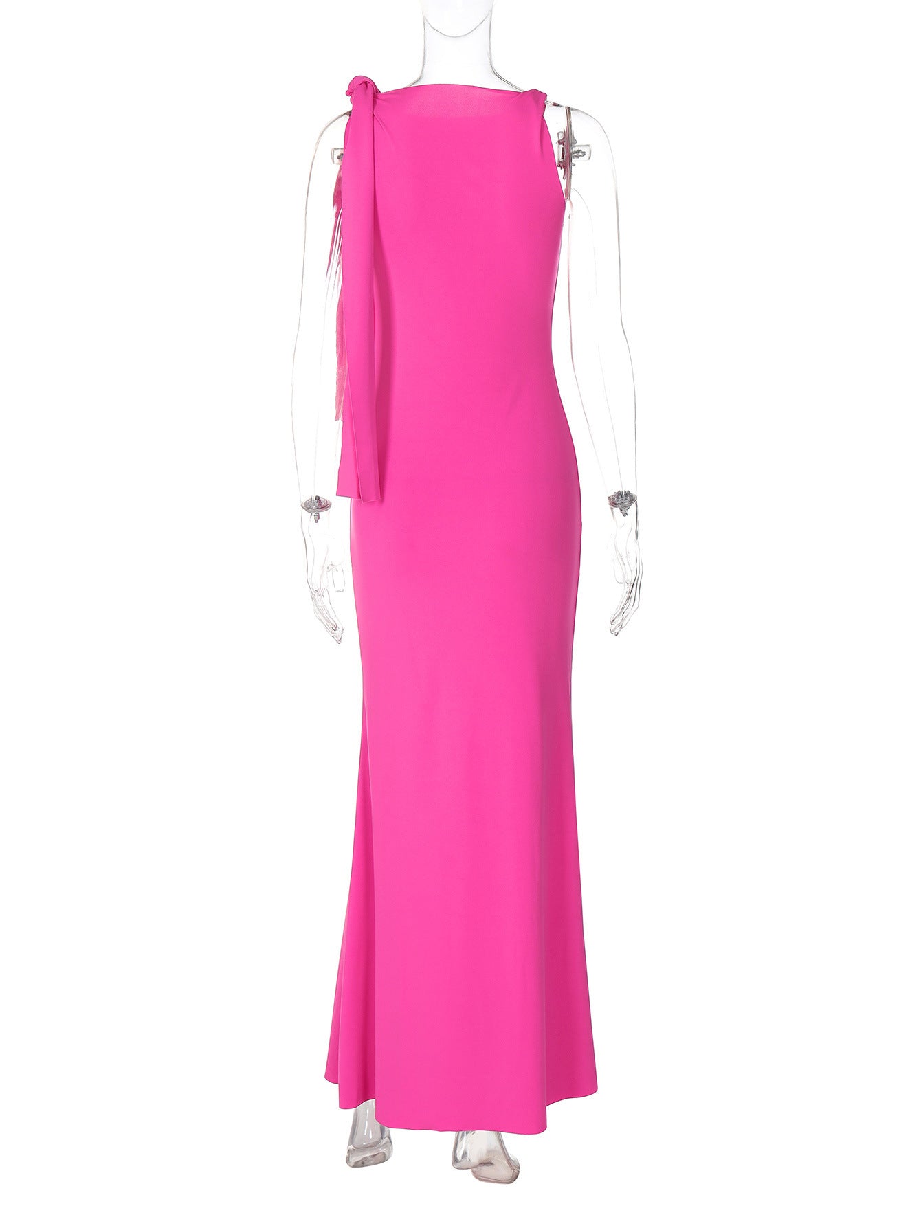 Robe longue à ruban asymétrique Ins, robe sans manches moulante pour soirée et club pour femmes