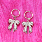 Boucles d'oreilles pendantes vintage gothiques avec nœud papillon et rivet, style punk, pour femmes