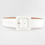 Ceinture décorative tout-aller pour femme avec boucle en cuir verni large