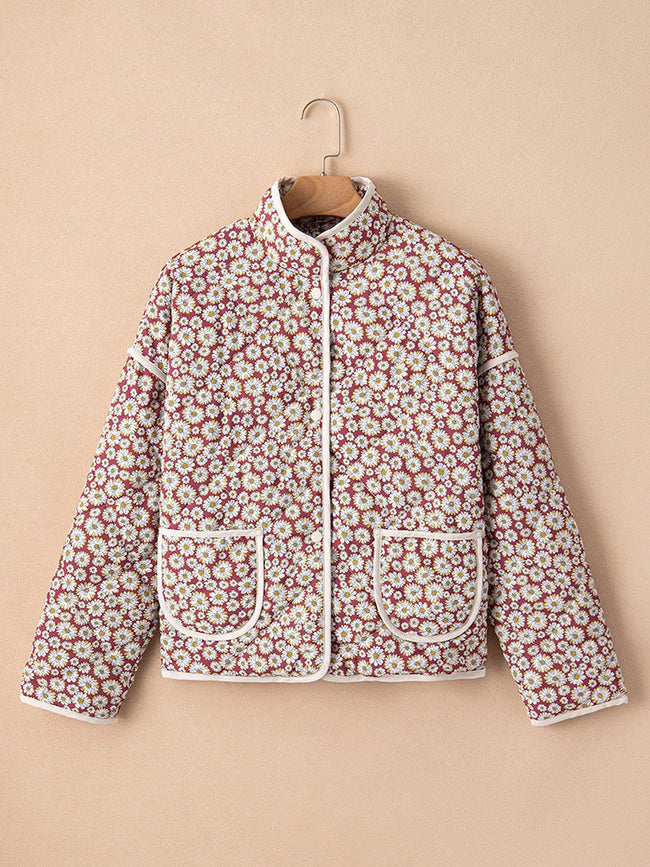 Manteau en coton pour femme, imprimé et contrastant, automne et hiver Main Image