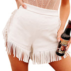 Shorts droits amincissants taille haute à pampilles pour femmes