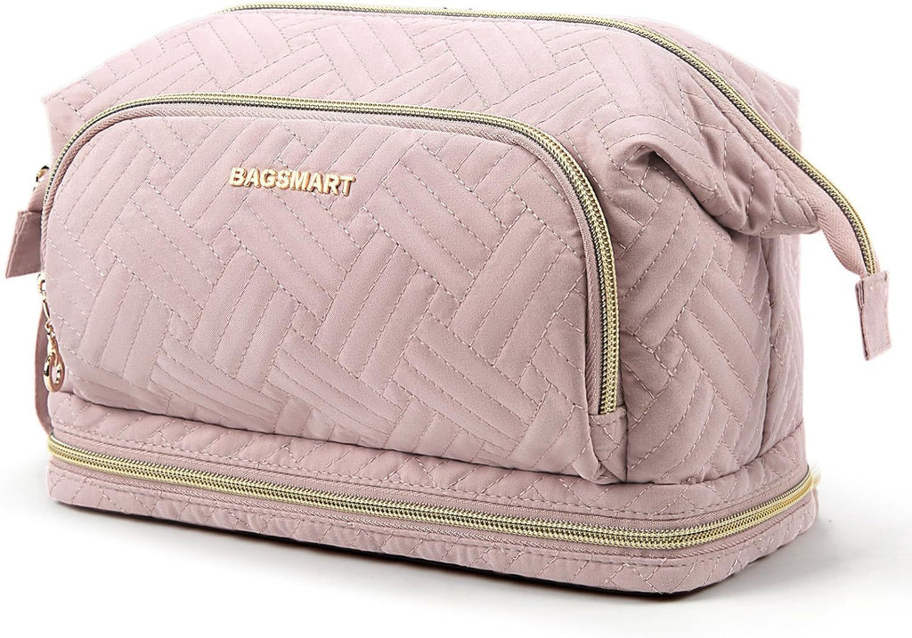 Grande trousse de maquillage matelassée à large ouverture