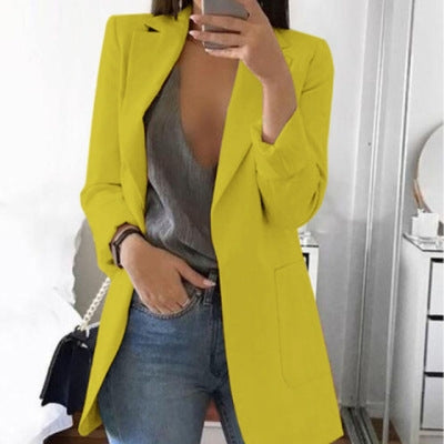 Blazer cardigan fin à revers élégant