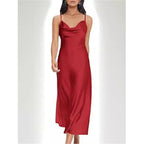 Robe de pyjama en satin sans dos pour femme