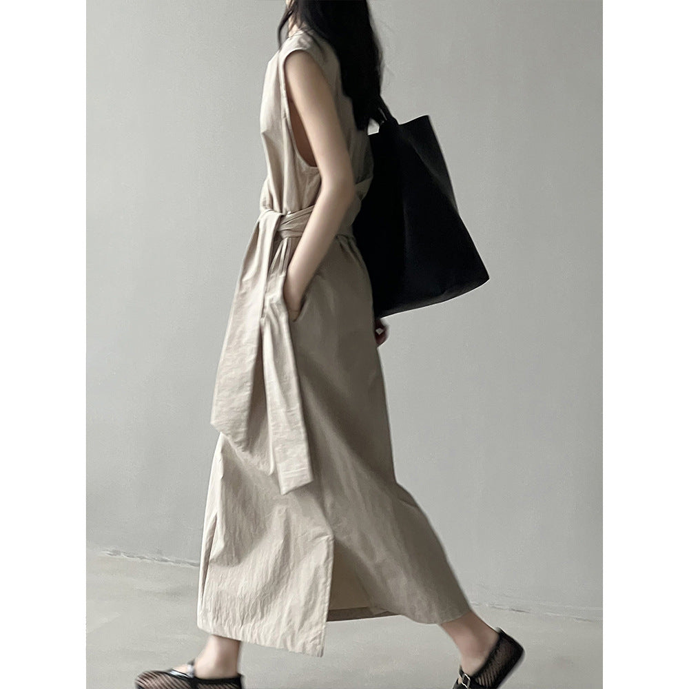 Nouvelle robe sans manches à lacets amincissante pour l'été