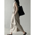 Waist Trimming Lace Up Sleeveless Dress Summer New
