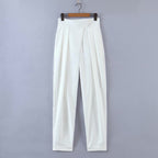 Pantalon décontracté coupe droite et ajustée pour femme