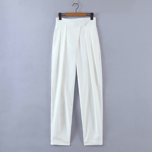 Pantalon décontracté coupe droite et ajustée pour femme