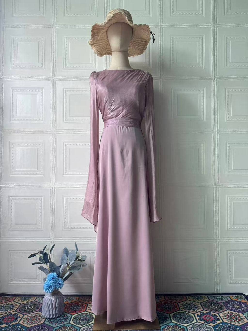 Robe en polyester à manches longues pour femmes