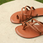 Sandales d'été tissées à clip, style INS, tongs de plage plates, chaussures romaines d'extérieur pour femmes