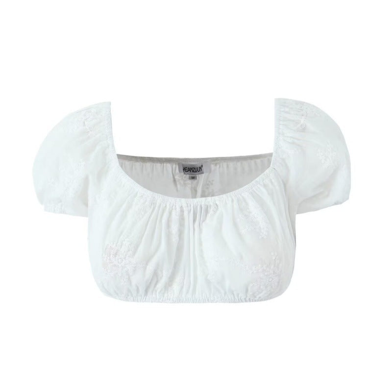 Haut court en dentelle à épaules dénudées, petite taille, robe longue patchwork à taille haute avec cordon de serrage