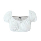 Haut court en dentelle à épaules dénudées, petite taille, robe longue patchwork à taille haute avec cordon de serrage