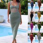 Robe décontractée multicolore zippée à bretelles pour femme