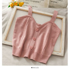 Gilet court en maille pour femme Sweet Wind Love Button