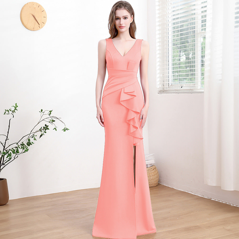 Robe de Soirée Femme Haut de Gamme Élégante Simple et Luxe Léger