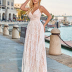 Robe de mariée élégante en maille dos nu à col en V profond