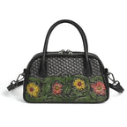 Sac à bandoulière en cuir pleine fleur, style ethnique rétro, pour femmes