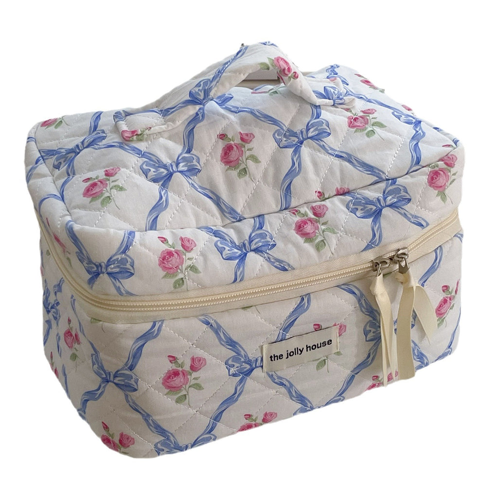 Trousse de maquillage grande capacité à nœud papillon